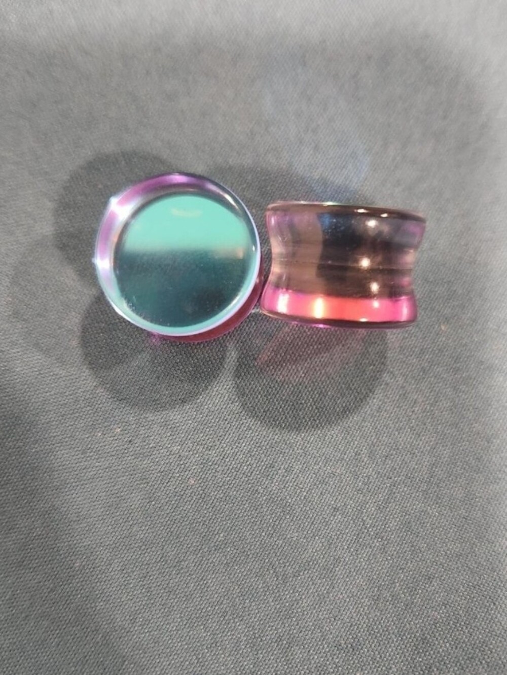 Iridescent Pink Purple Acrylic Ear Gauges - Double Flared Plugs